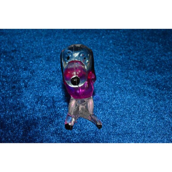 Vintage Plastic Dog Figure Miniature Lucite Clear Black  Acrylic Trinket Hong Ko - Picture 4 of 9